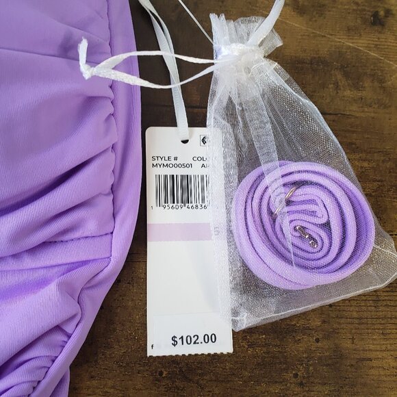 Lavender Amethyst Purple Anne Cole one piece strapless halter swimsuit - Picture 9 of 9